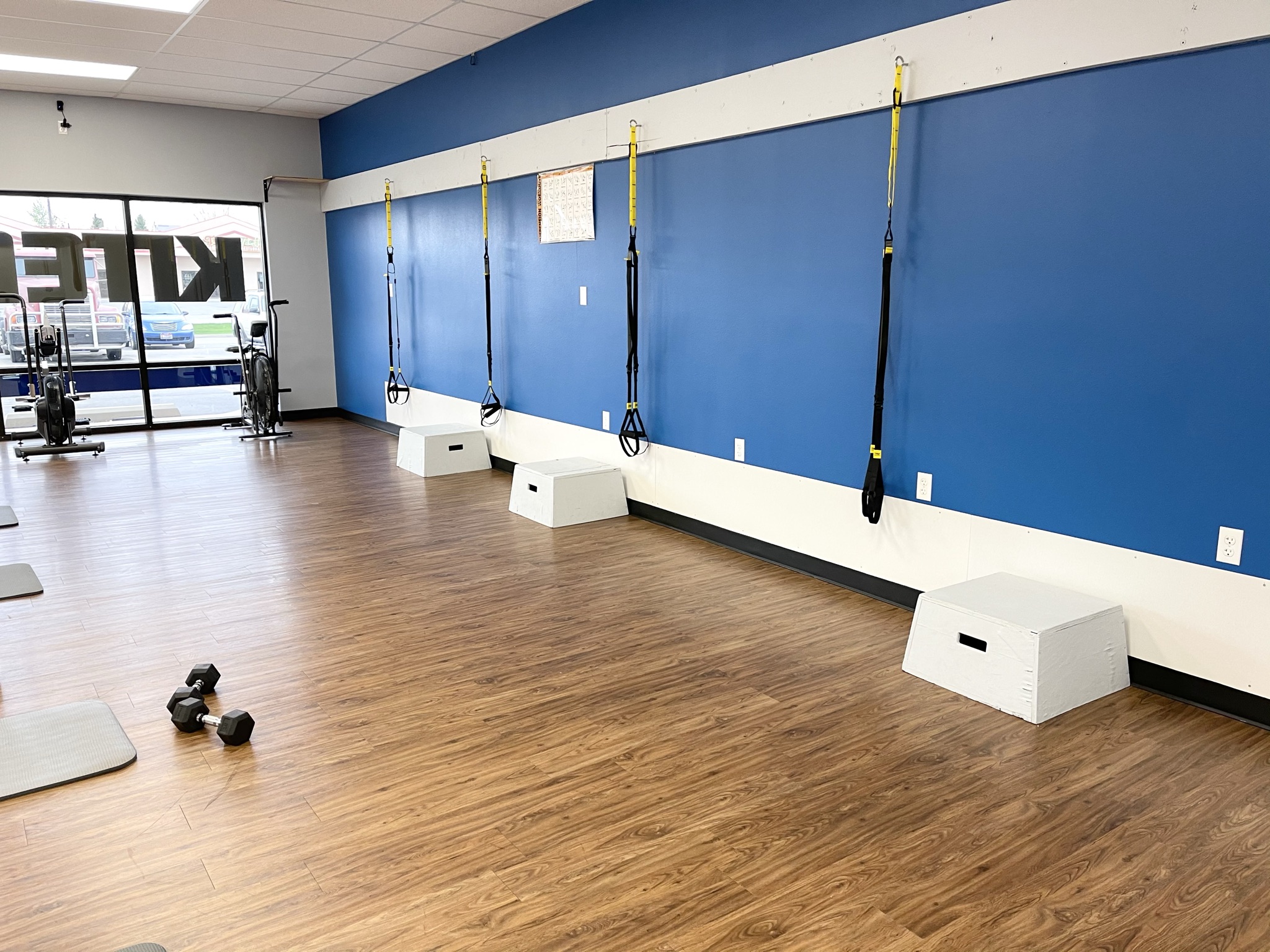 Post Falls group fitness gym interior after group fitness training class